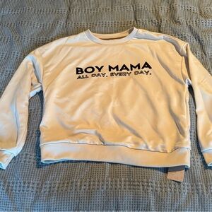 Boy Mama Casual Cream Sweatshirt